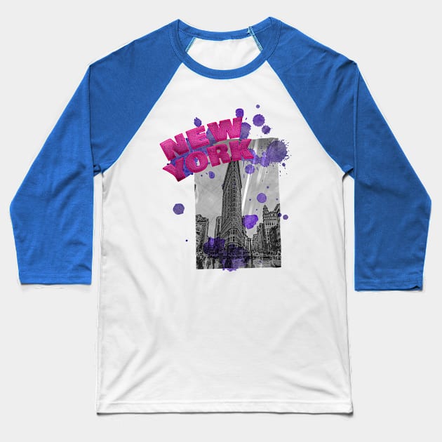 New York Drip - Pink/Purple Baseball T-Shirt by MerlinArt